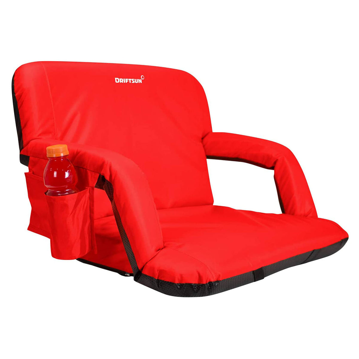 Driftsun Padded Folding Portable 6 Position Reclining Stadium Seat Chair, Red