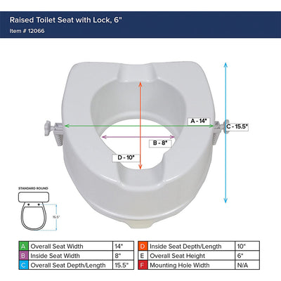 Drive Medical Raised Bathroom Toilet Seat w/ Locking Mechanism, White (Open Box) - VMInnovations