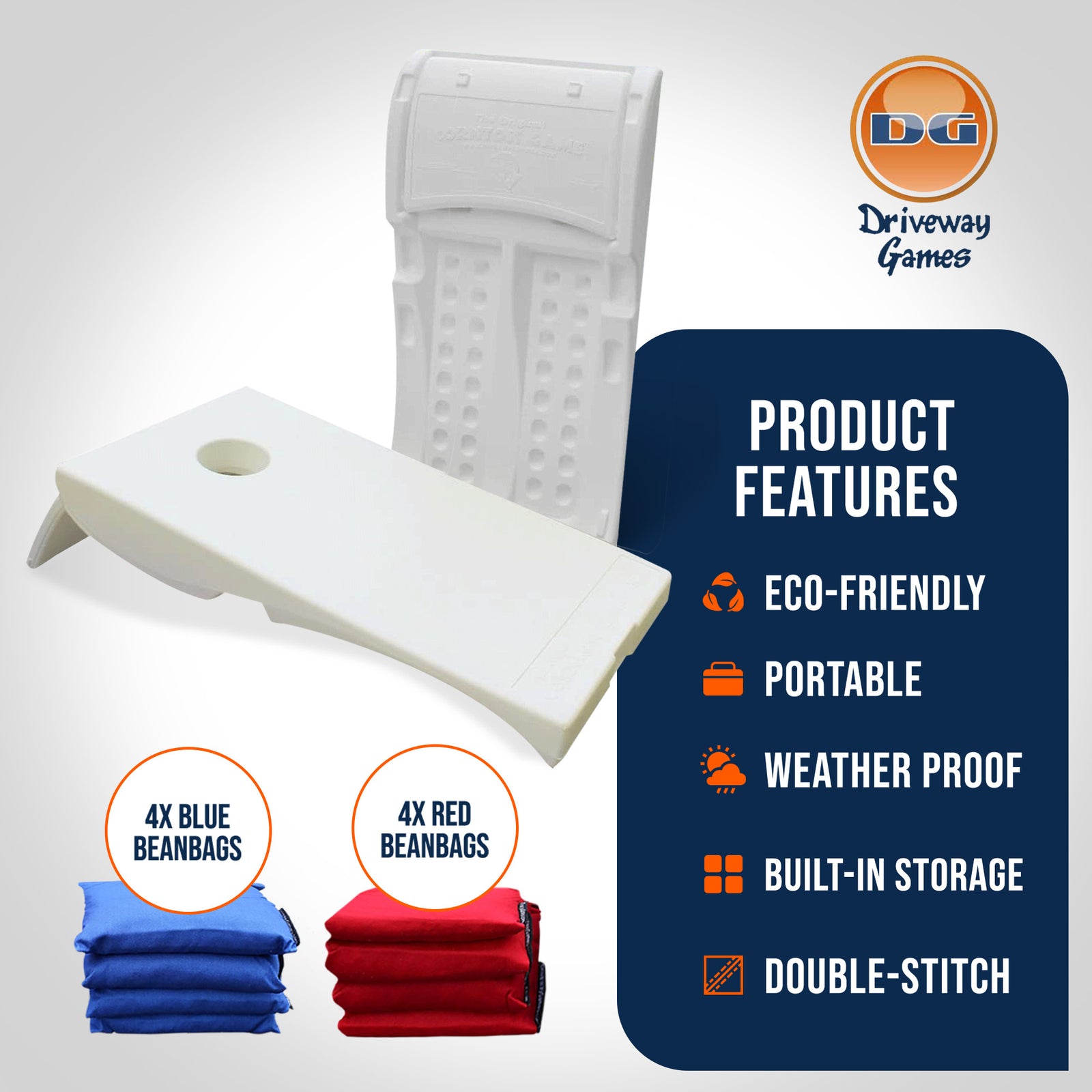 Driveway Games All Weather Indoor/Outdoor Corntoss Bean Bag Cornhole Game, White - VMInnovations