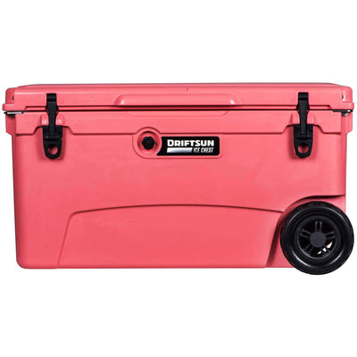 Driftsun 70 Quart Rolling Insulated Rotomolded Cooler Chest, Coral (Open Box)