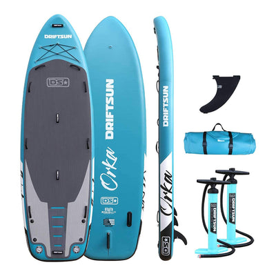 Driftsun Orka 12 Foot Gear Vessel Inflatable Stand Up Paddleboard Package, Teal