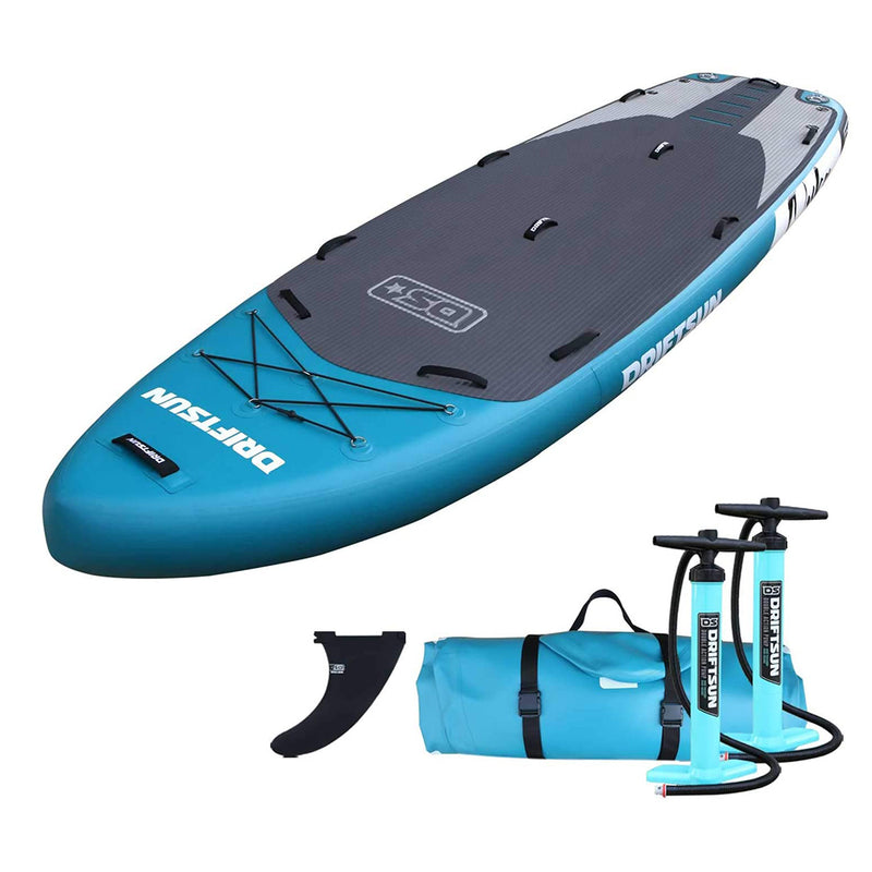 Driftsun Orka 12 Foot Gear Vessel Inflatable Stand Up Paddleboard Package, Teal