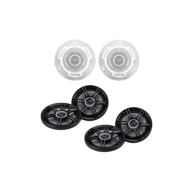 DS18 PRO TW1L 240 Watt Bullet Tweeter Pair with 2 Pair of 6.5 Inch Coax Speakers