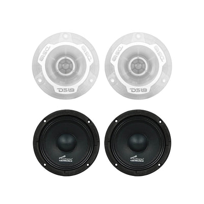 DS18 PRO TW1L 240 Watt Super Bullet Tweeter Pair with 2 Pack of 6.5 Inch Drivers
