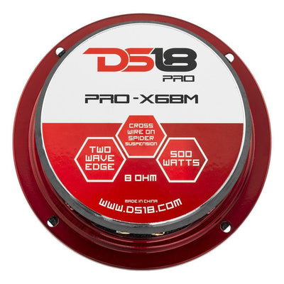 DS18 DS18-PRO-X6BM Pro X 6.5" 500W  8 Ohm Mid Range Car Loudspeaker with Bullet