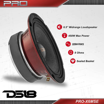 DS18 Pro X Mid Range Car Door Speaker Pair and 250W Titanium Car Bullet Tweeter