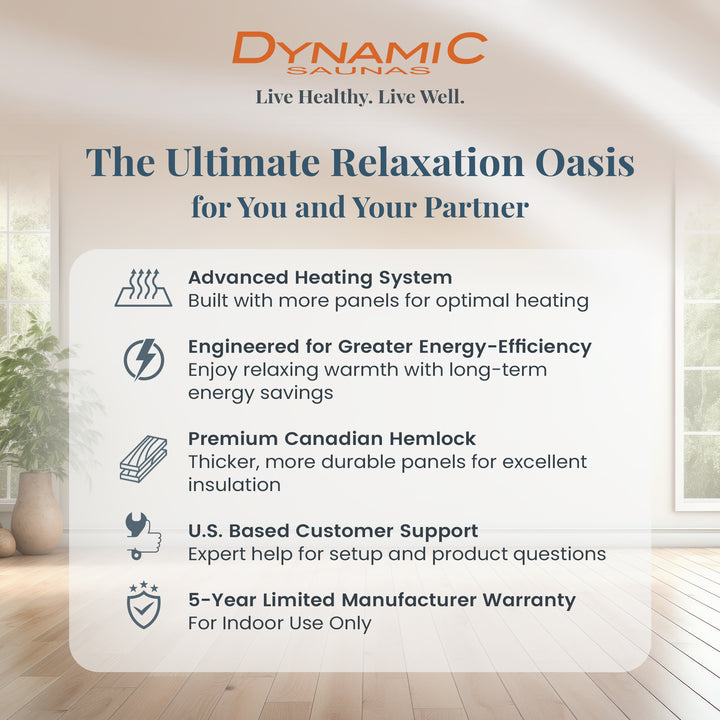 Dynamic Saunas 2-Person Full Spectrum Infrared Sauna Lighting, Speakers, Cardoba