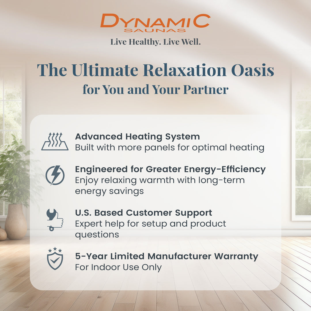 Dynamic Saunas Elite 1 Person Compact Ultra Low EMF FAR Infrared Home Sauna