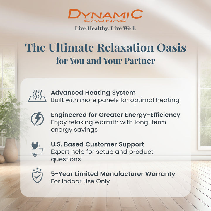 Dynamic Saunas Elite 1 Person Compact Ultra Low EMF FAR Infrared Home Sauna