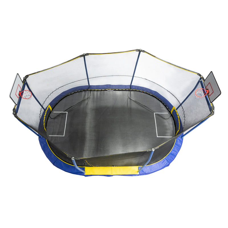 JumpKing JK1015OVBHSG 10 x 15 Foot Trampoline with Enclosure & Basketball Hoops