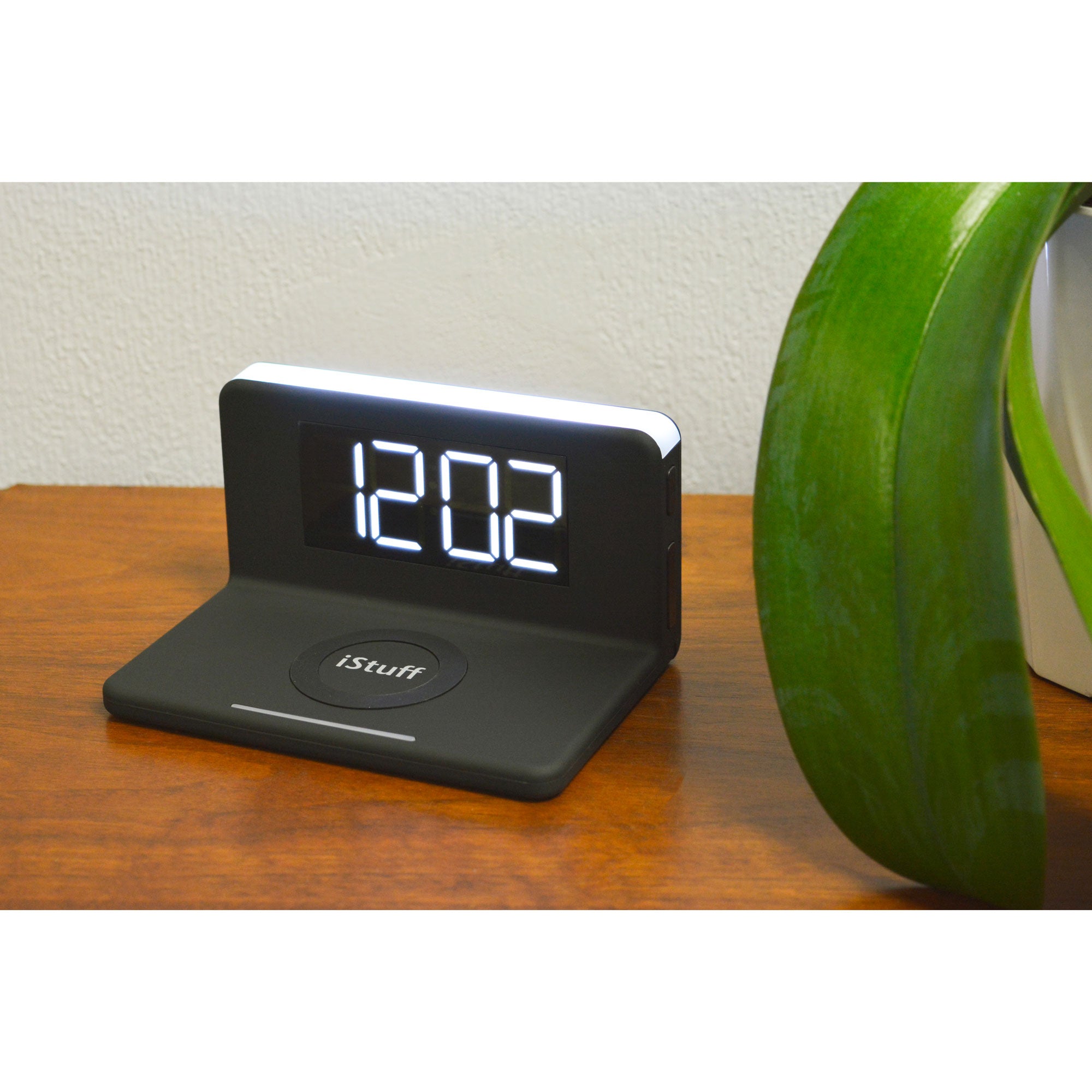 Nippon WAC-5251BLK iStuff 3 in 1 Illuminated Wireless Charge Alarm Clock, Black