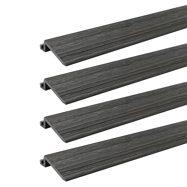 AURA 24 x 3 Inch Polymer Interlocking Deck Trim Transition Piece, Gray (4 Pack)