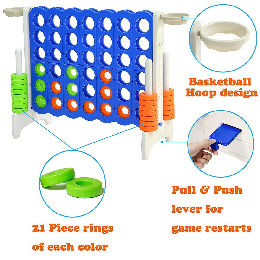 SDADI Giant Jumbo 4 in a Row Connect Game Indoor Outdoor Yard Game with Hoops