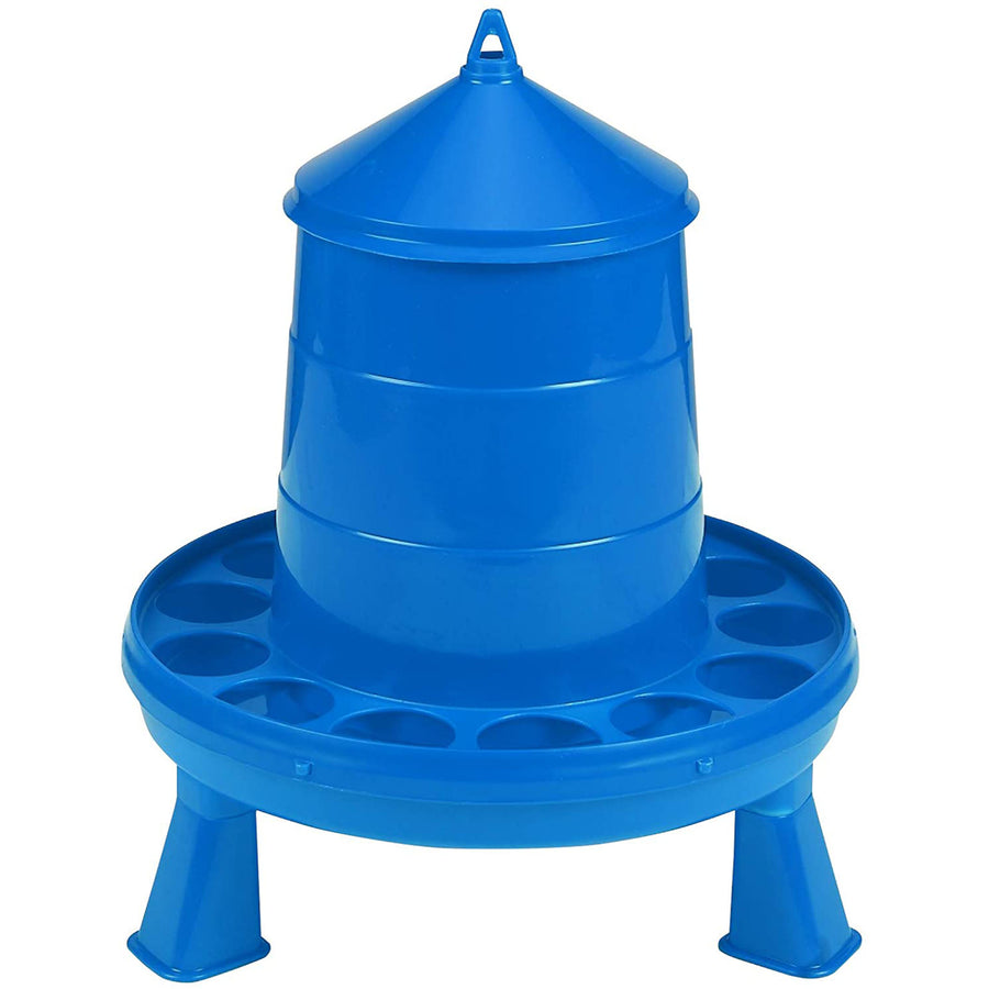 Little Giant 4lb Poultry Feeder Dispenser w/ Carrying Handle, Blue (Open Box) - VMInnovations