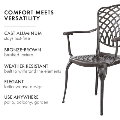 Kinger Home Arden Rustic Aluminum Patio Dining Chairs, Bronze, Set of 2 (Used)