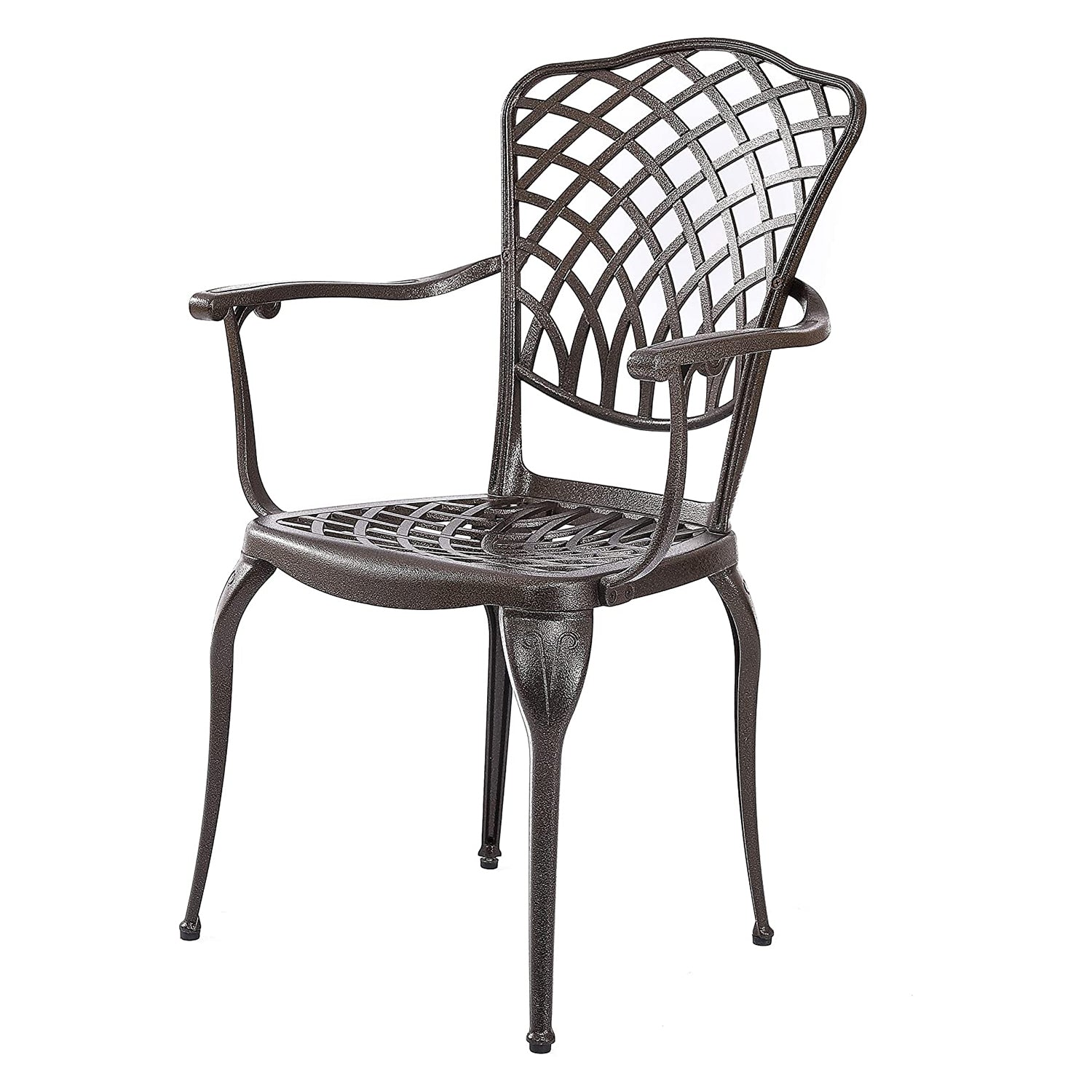 Kinger Home Arden Rustic Aluminum Patio Dining Chairs, Bronze, Set of 2 (Used)