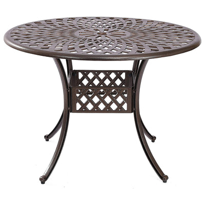 Kinger Home 41" Arden Round Rustic Outdoor Aluminum Patio Dining Table, Bronze