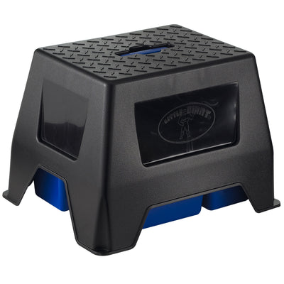 Little Giant DuraTote Stable Stool & Tote Box w/Carrying Handle, Blue (Open Box) - VMInnovations