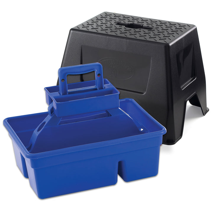 Little Giant DuraTote Stable Stool & Tote Box w/Carrying Handle, Blue (Open Box)
