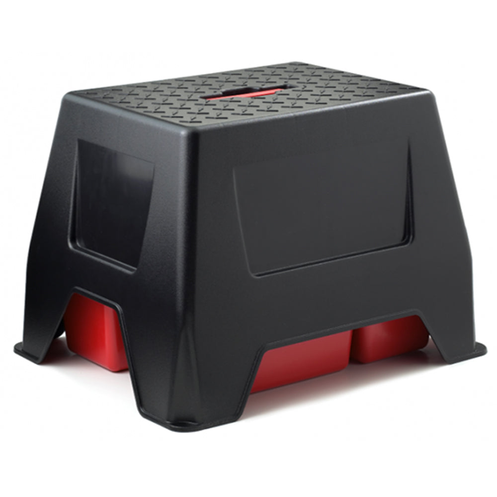 Little Giant DuraTote Stable Step Stool and Tote Box with Carrying Handle, Red - VMInnovations