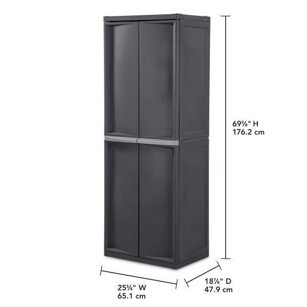 Sterilite 5 Shelf Plastic Storage Unit & Garage & Pantry Storage Cabinet, Gray