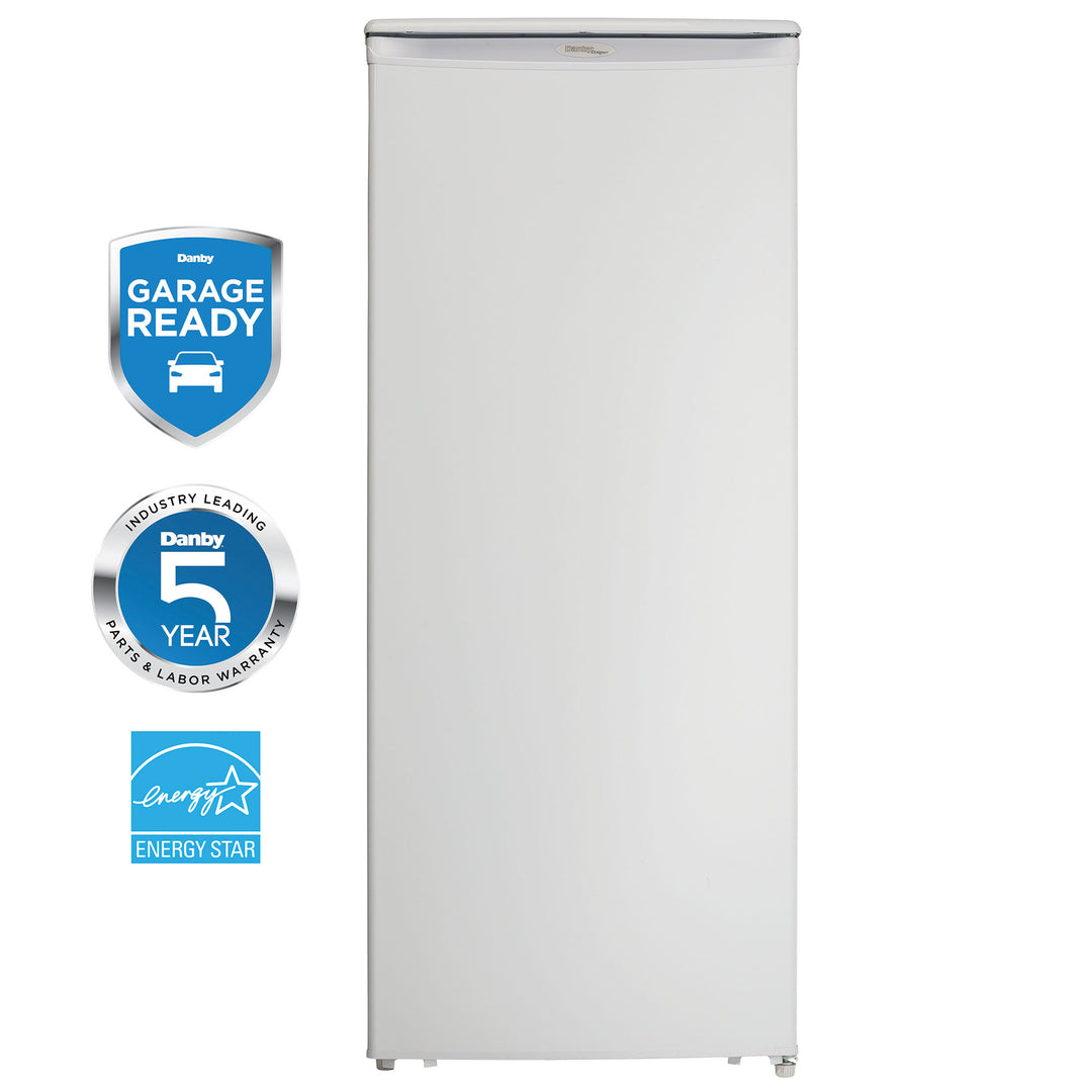 Danby Designer 8.5 Cu Ft Upright Reversible Deep Freezer Cooler, White (Used)