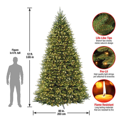 National Tree Company 12 Foot Pre-Lit Dunhill Fir Artificial Tree(For Parts)