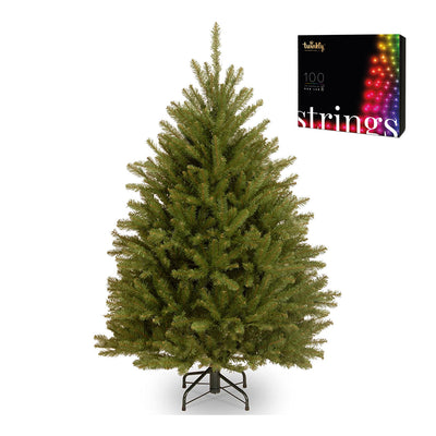 National Tree Company Dunhill Fir 4.5 Foot Christmas Tree & Color String Lights