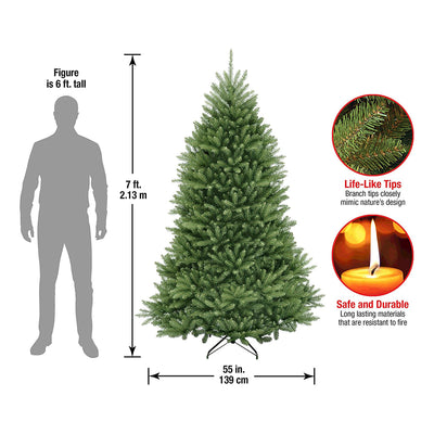 National Tree Company Dunhill Fir 7 Foot Christmas Tree & Color String Lights