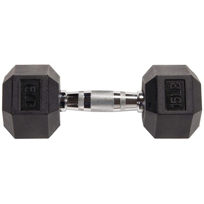 BalanceFrom Rubber Encased Hexagonal Cast Dumbbells Freeweight Set, 15lb - VMInnovations