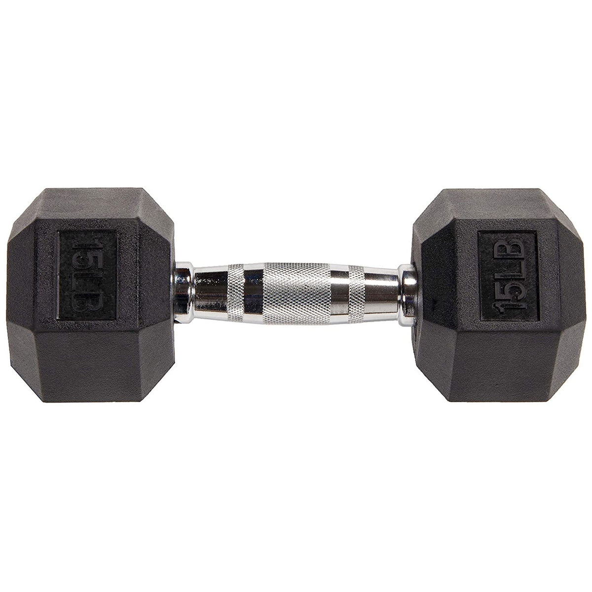 BalanceFrom Rubber Encased Hexagonal Cast Dumbbells Freeweight Set, 15lb