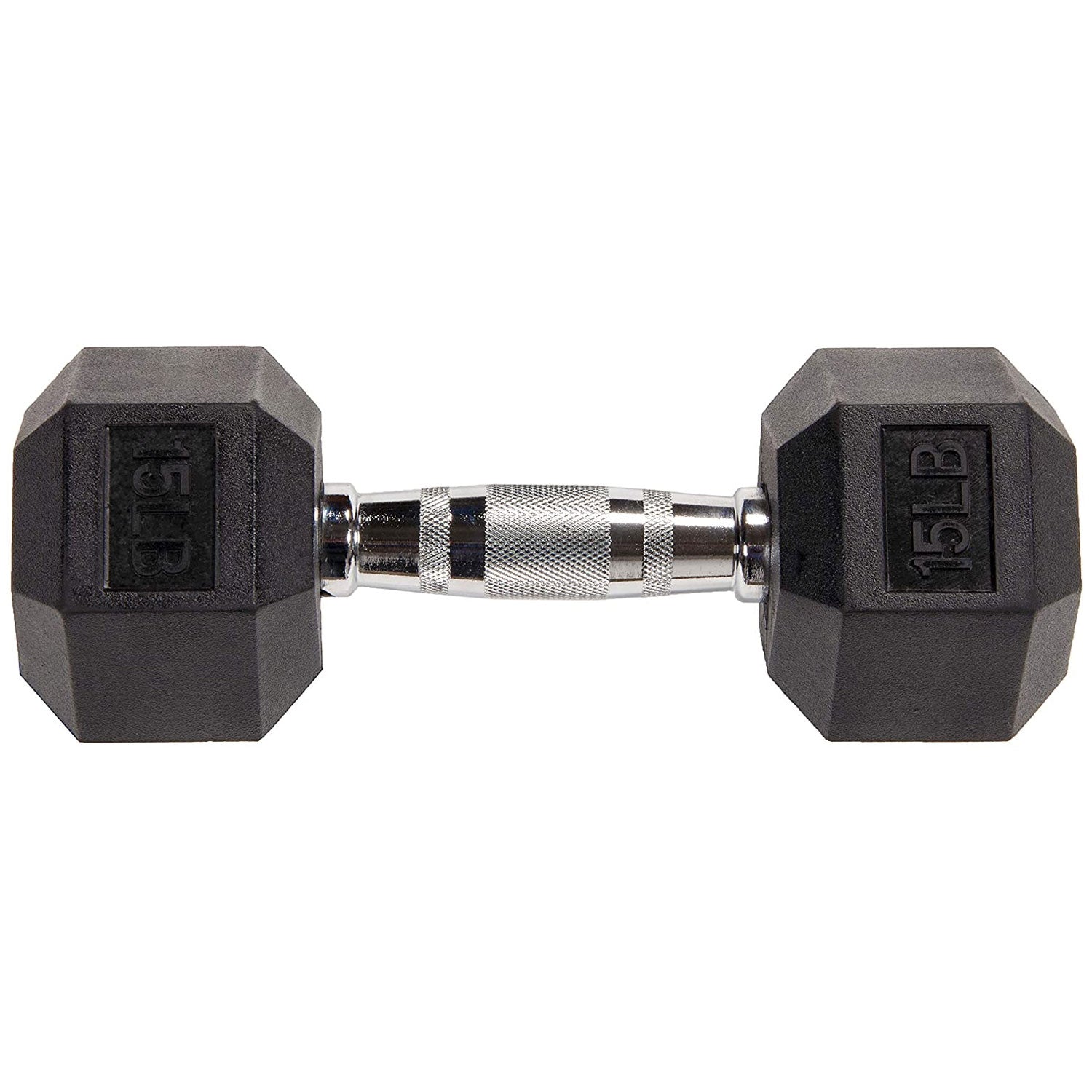 BalanceFrom Rubber Encased Hexagonal Cast Dumbbells Freeweight Set, 15lb