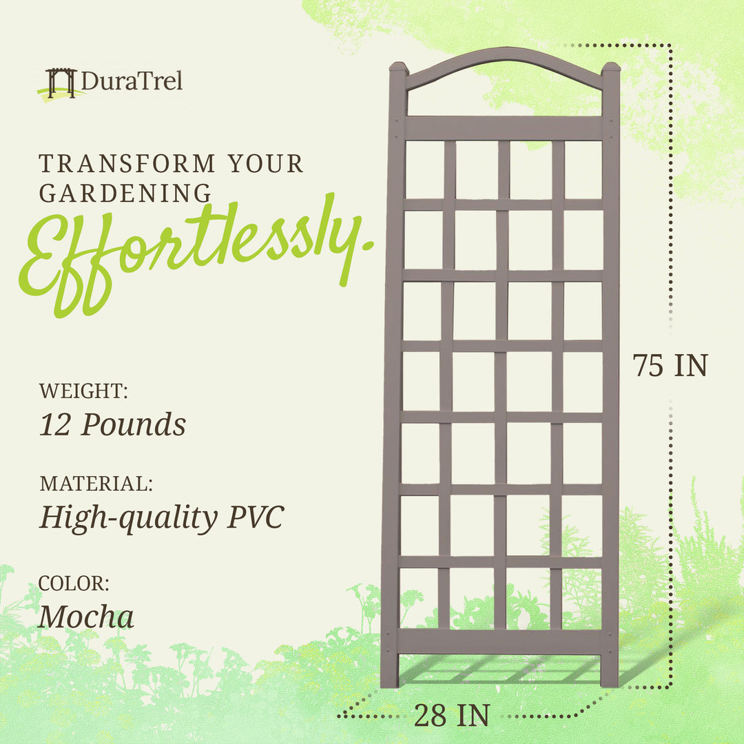 Dura-Trel Cambridge 28x75 Inch PVC Vinyl Garden Patio Trellis, Mocha (For Parts) - VMInnovations