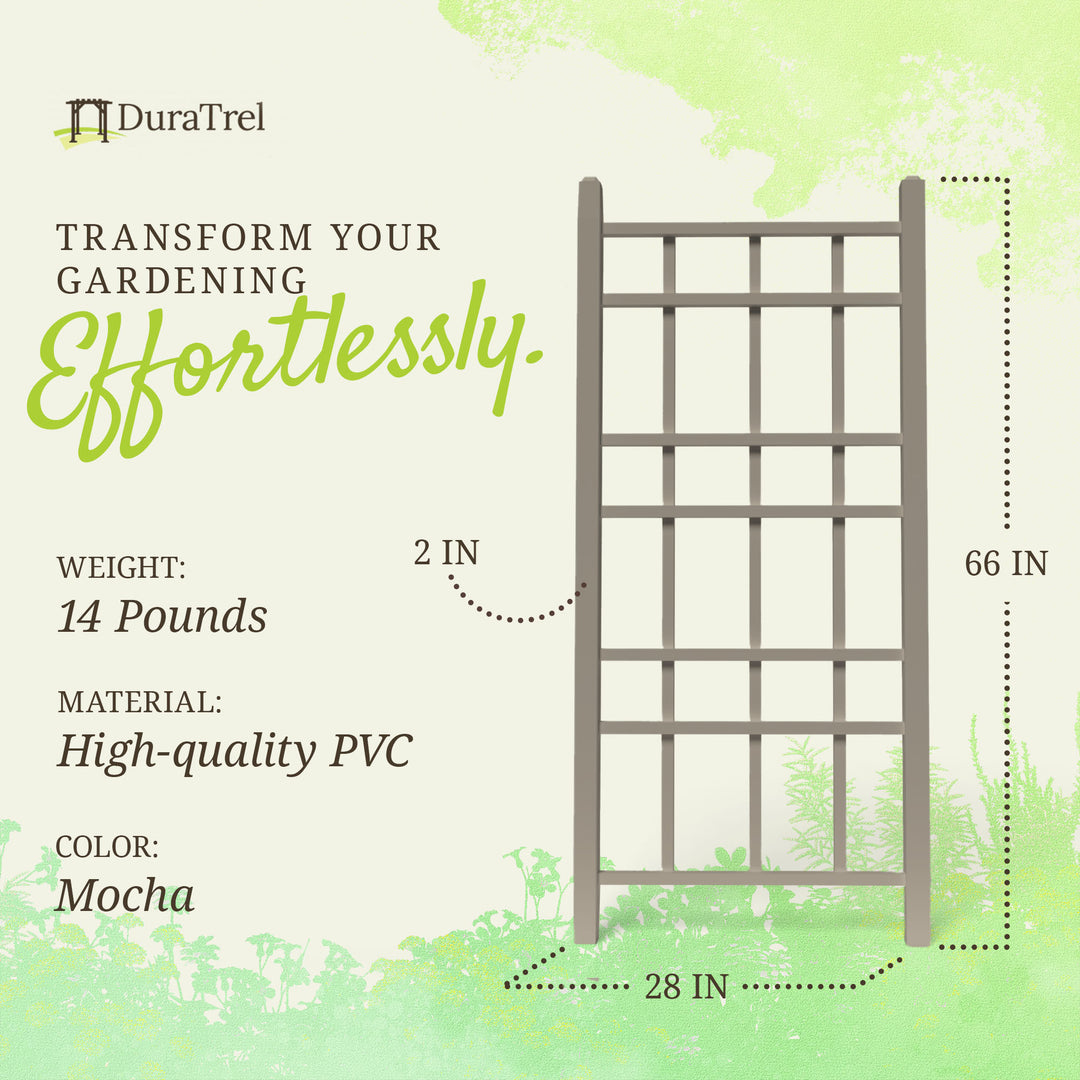 Dura-Trel 28x66" PVC Vinyl Outdoor Patio Trellis w/Anchors, Mocha (Open Box)