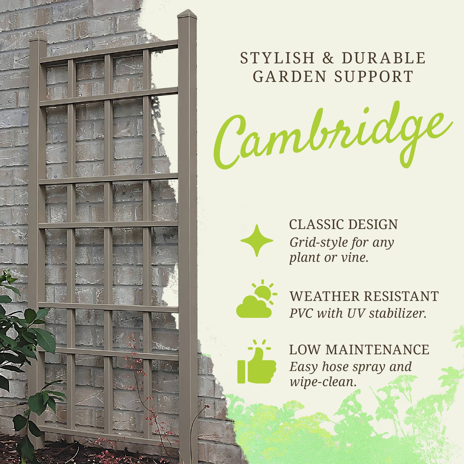 Dura-Trel Cottage 28x66" PVC Vinyl Patio Trellis w/Anchors, Mocha (For Parts) - VMInnovations
