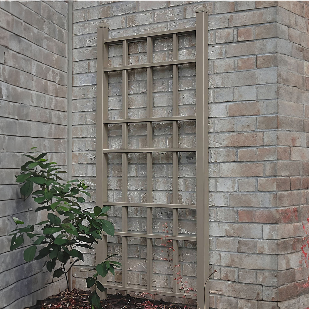 Dura-Trel 28x66" PVC Vinyl Outdoor Patio Trellis w/Anchors, Mocha (Open Box) - VMInnovations