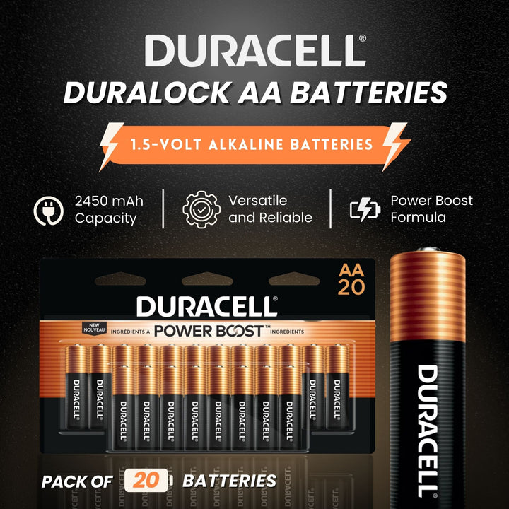 DURACELL Duralock AA 1.5 Volt Alkaline Battery Packs to Charge Items (100 Pack) - VMInnovations