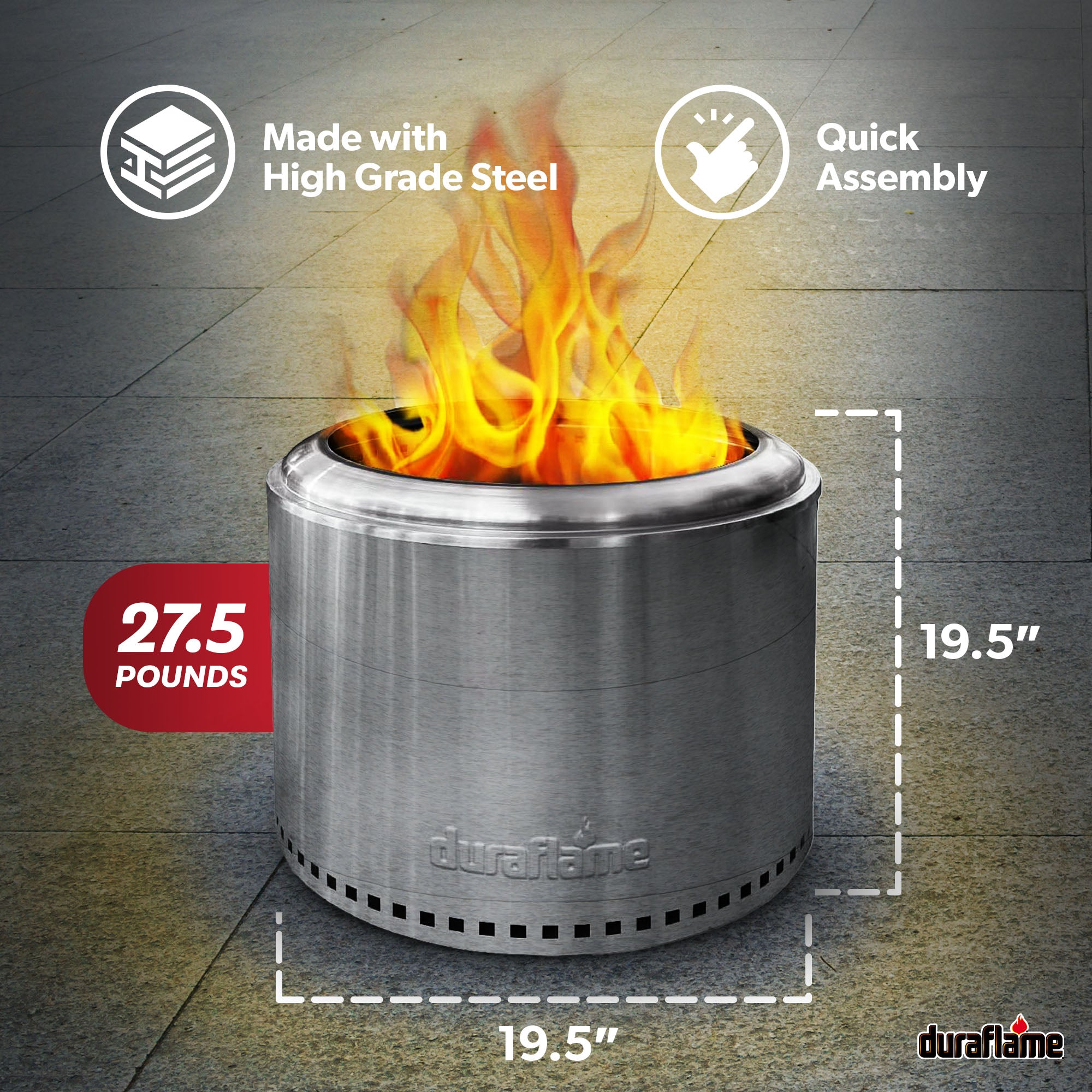 Duraflame 19.5" Fire Pit w/ Double Walled Technology & Removable Grate (Damaged) - VMInnovations
