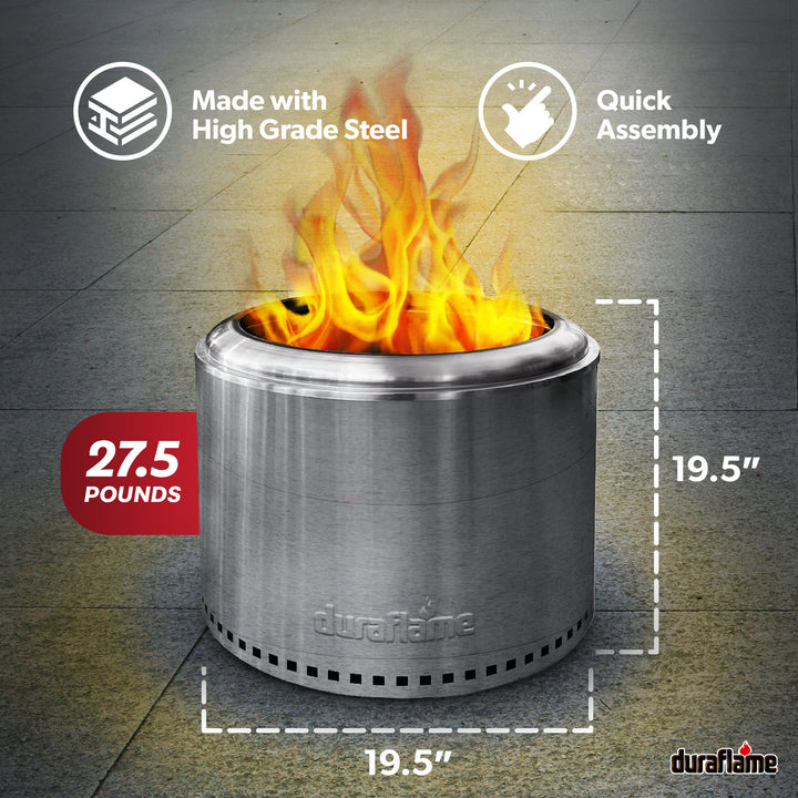 19.5" Smokeless Fire Pit w/ Double Walled Technology & Removable Grate (Used) - VMInnovations