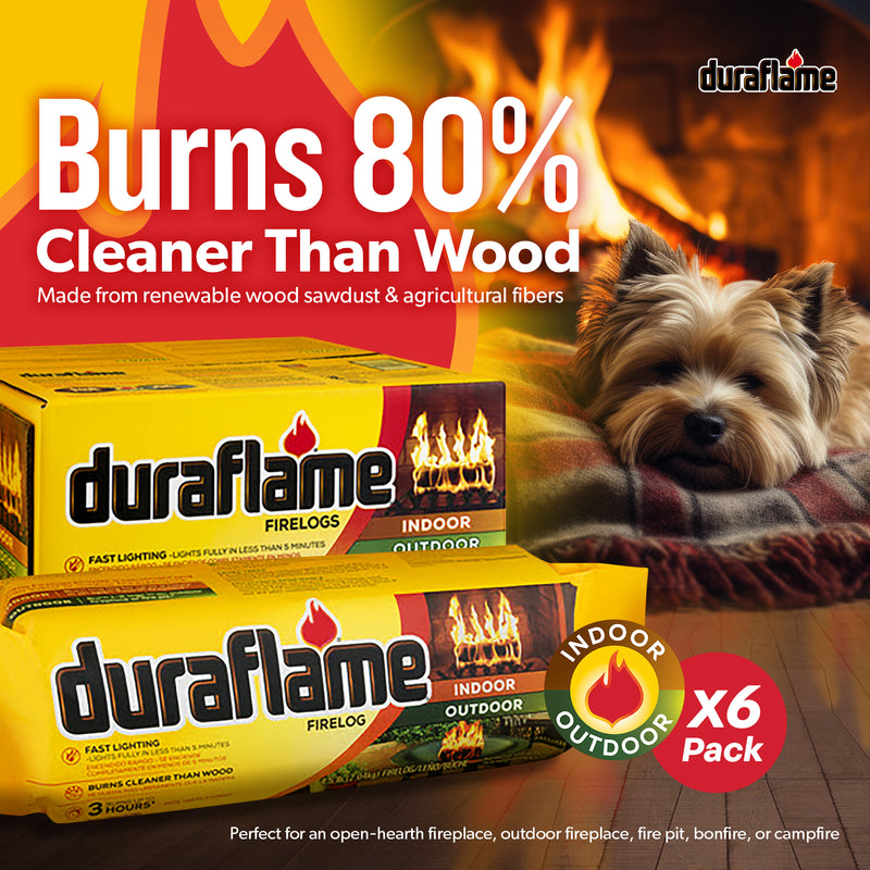 Duraflame 4.5lb Fireplace Fire Pit Firelog, 3 Hr Burn Time, 6 Pk (Used)