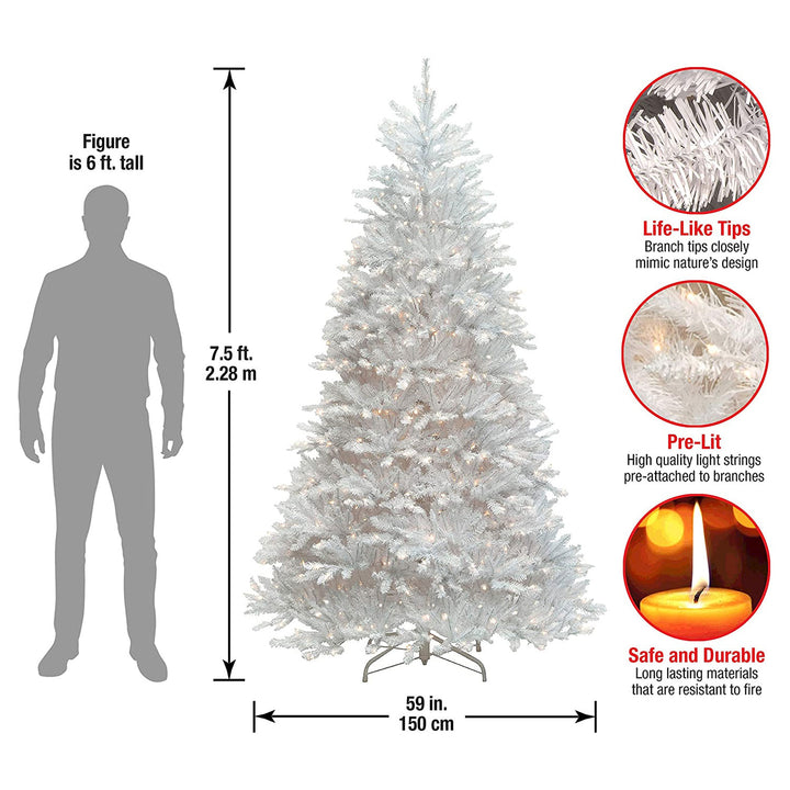 National Tree Company Dunhill White Fir 7.5 Foot Prelit Tree and Stand (Used)