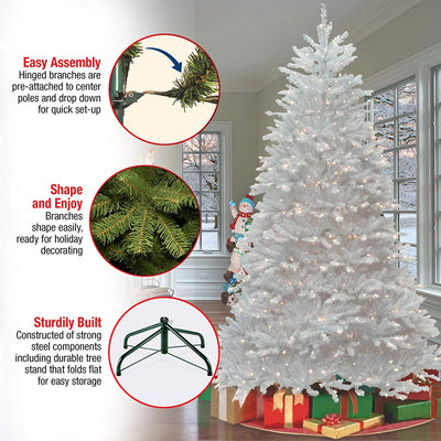 National Tree Company 9Ft Dunhill Fir Prelit Christmas Tree w/Stand, White(Used)