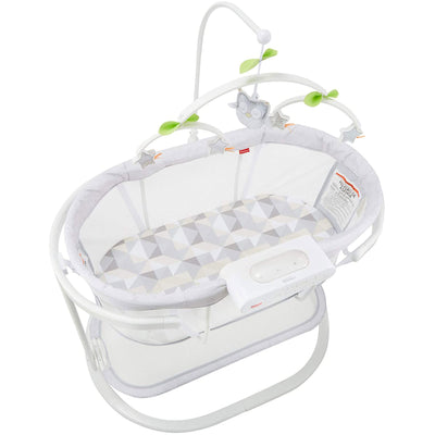 Fisher Price Soothing Motions Baby Bassinet with Mobile and Smart Connect, White - VMInnovations