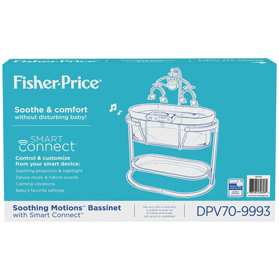Fisher Price Soothing Motions Baby Bassinet with Mobile and Smart Connect, White - VMInnovations