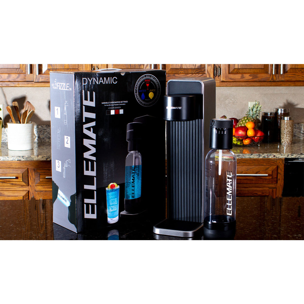 Ellemate Dynamic Carbonation Machine for Sparkling Water Fizzy Beverages, Gray