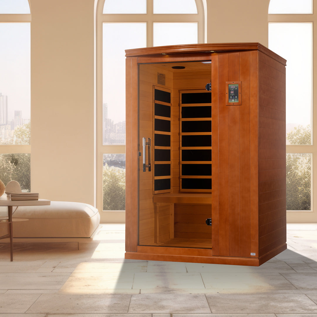 Dynamic Saunas Venice 2-Person Low EMF FAR Infrared Sauna, Canadian Hemlock Wood