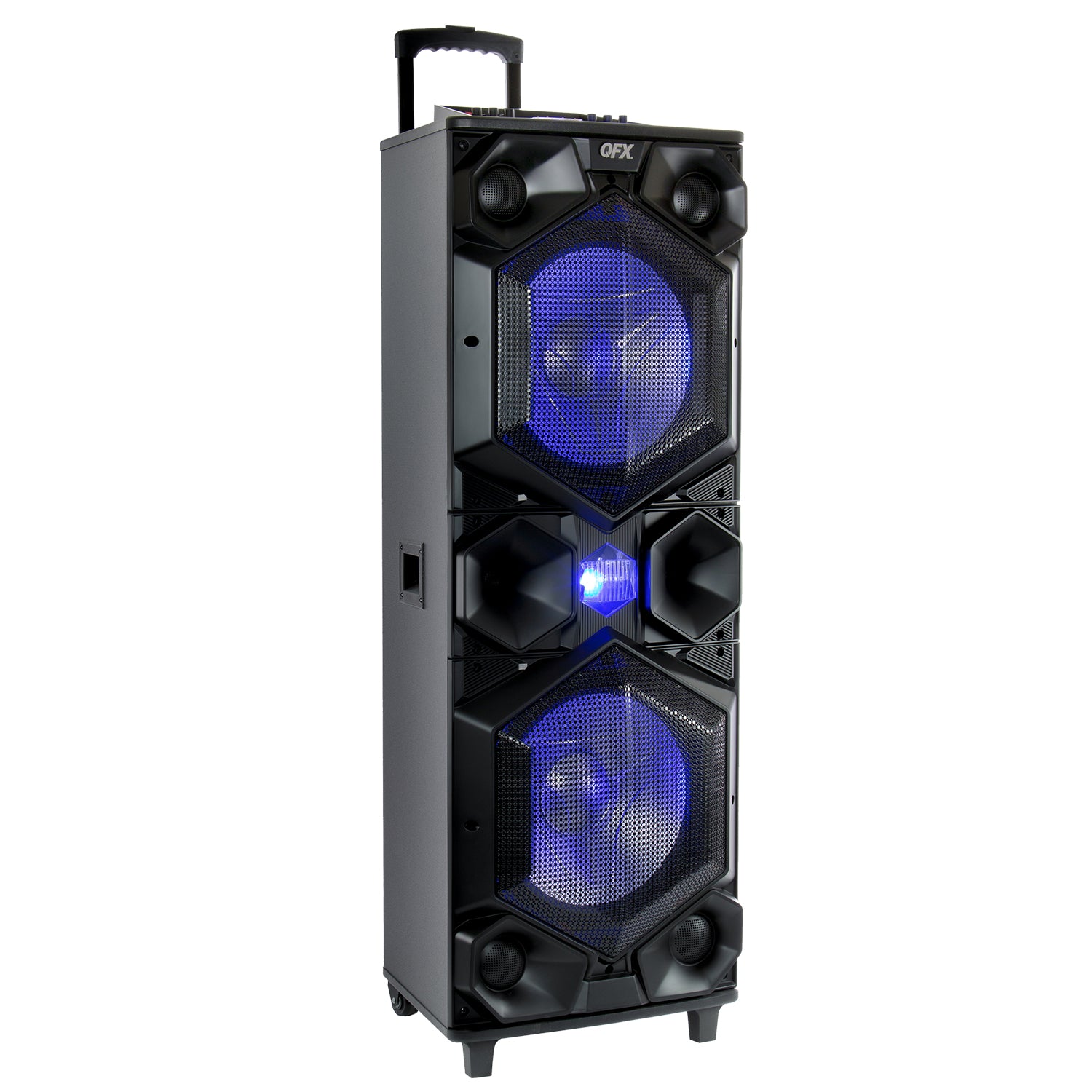 QFX Bluetooth High Power PA Speaker System w/ LED Lights & Mic Inputs (4 Pack) - VMInnovations