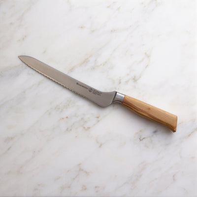 Messermeister Oliva Elite Professional 9 Inch Scalloped Edge Offset Bread Knife