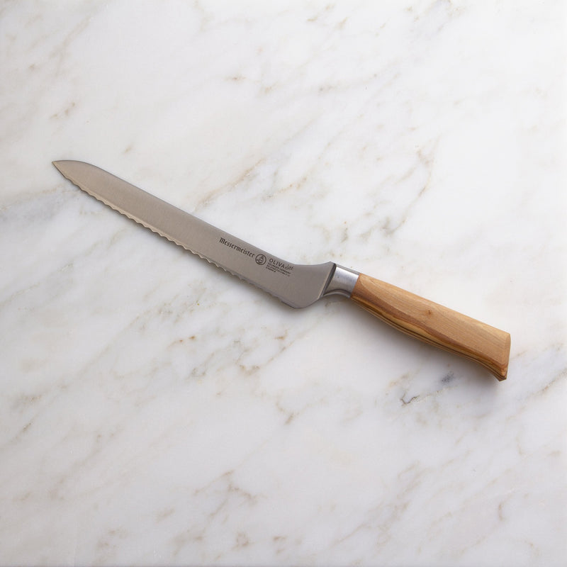 Messermeister Oliva Elite Professional 9 Inch Scalloped Edge Offset Bread Knife