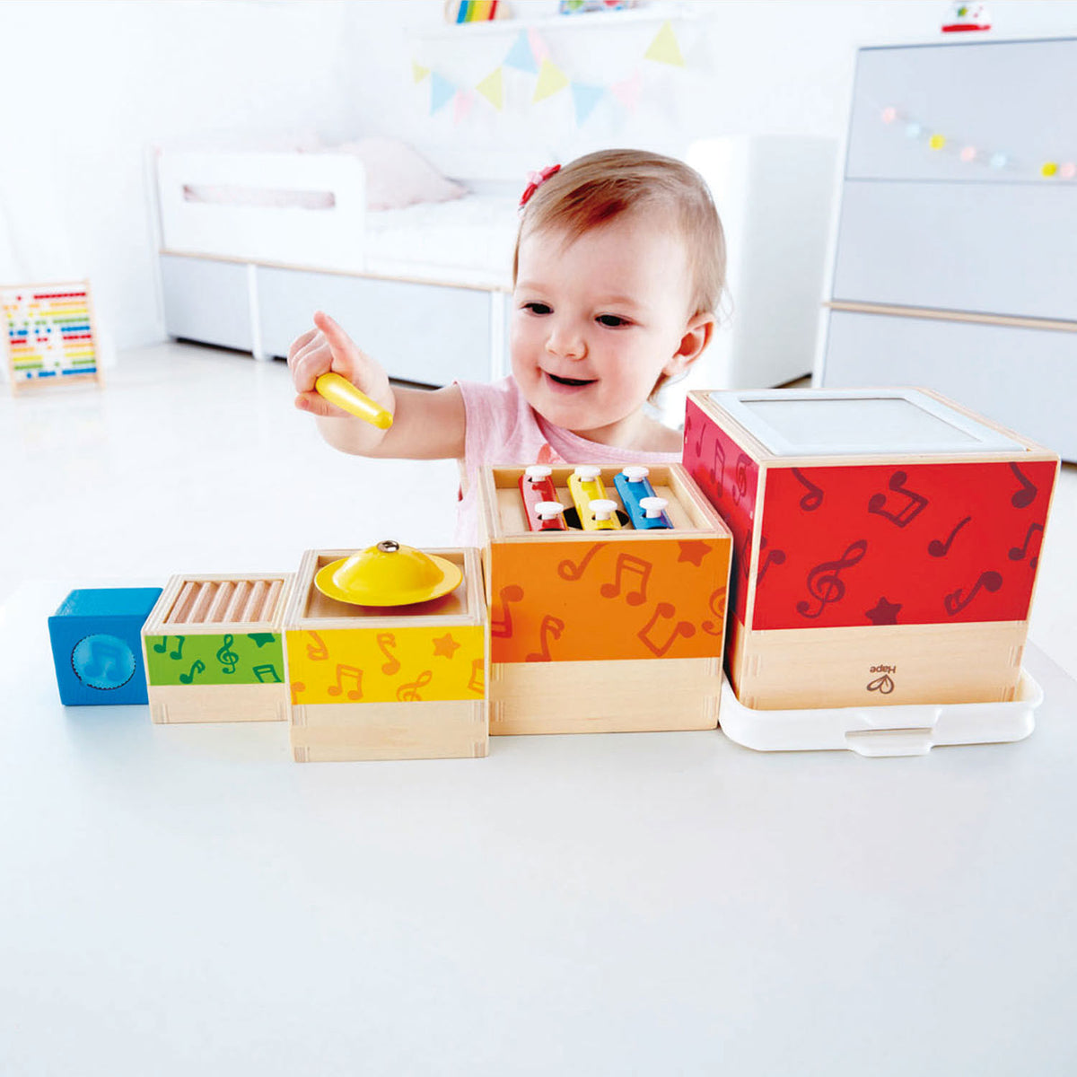 Hape Children's Colorful 6 Piece Wooden Musical Box, Music Toy Set (Open Box)
